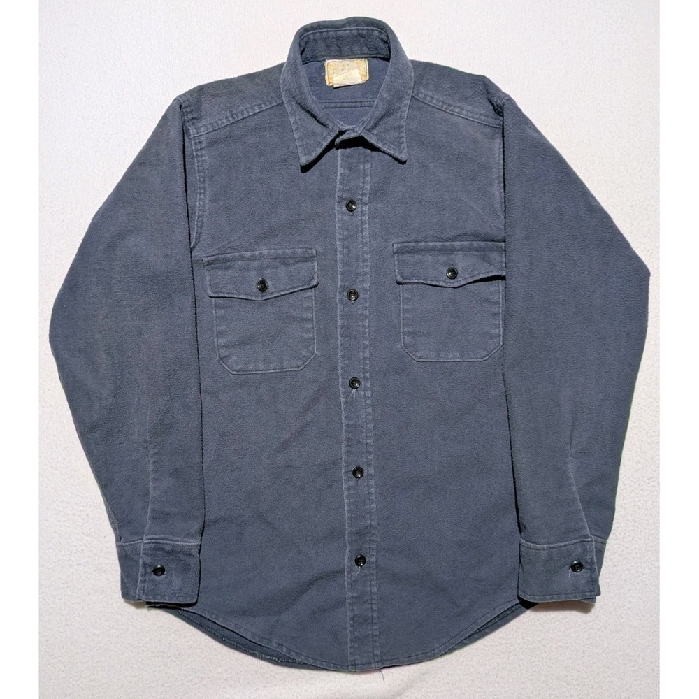 Vintage Deerskin Chamois Shirt Medium Blue Workwear Flannel USA